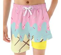 Generisch 2026 Bañador para niño con estampado de hielo, cómodos pantalones de verano para playa y piscina, ropa ideal para niños, Rosa., 11-12 años