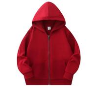 Generisch 2026 Bebé Niños Manga Larga Color Sólido Cremallera Sudaderas Sudaderas Top Niños Unisex Abrigo Suave Blusa con Bolsillo, Color rojo., 5-6 años