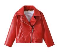 Generisch 2026 bicicleta abrigo de cuero cálido a prueba de viento para niñas elegante británico motocicleta chaqueta chaqueta funcional para niños pequeños de 2 a 10 años, RD1., 5-6 años