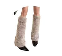 Generisch 2026 Botas altas hasta la rodilla con punta puntiaguda tacón de aguja - Botas de invierno forradas cálidas para clima frío - Elegantes trajes casuales, gris, 36 EU