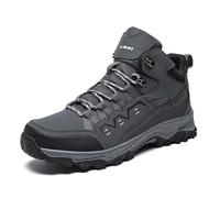 Generisch 2026 Botas de senderismo de piel de caña alta de moda para zapatillas de senderismo al aire libre para parejas y aventuras de carrera, gris oscuro, 43 EU