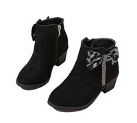 Generisch 2026 Botas de tobillo de lazo grande Regalos de invierno Botas cortas de tacón de bloque para mujer Novedad, Negro , 32 EU