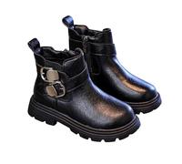 Generisch 2026 Botas elegantes estilo invierno con suela suave media pantorrilla para niñas. Botines de moda con suela antideslizante para niños pequeños, ropa casual al aire libre, Negro , 28 EU