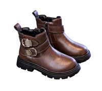 Generisch 2026 Botas elegantes estilo invierno con suela suave media pantorrilla para niñas. Botines de moda con suela antideslizante para niños pequeños, ropa casual al aire libre, marrón, 28 EU