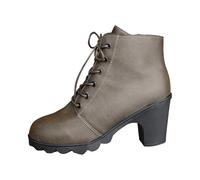 Generisch 2026 Botines casuales con tacón de bloque Suela de Plataforma Cálidos con Forro de Piel Sintética Botines hasta la pantorrilla Zapatos Cómodos, Verde militar., 41 EU