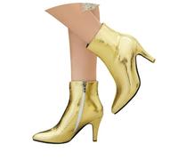 Generisch 2026 Botines de moda con punta puntiaguda, tacón de aguja con estampado de serpiente, cremallera lateral, acabado metálico, botas cortas de invierno, dorado, 37 EU