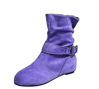 Generisch 2026 Botines Mujer Corto Transpirable Moda Alto Chunky Retro Cremallera Tacones Zapatos Mujer Botas Botas de Mujer, morado, 39 EU