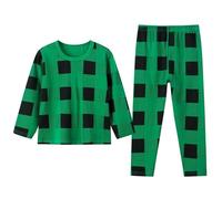 Generisch 2026 Boys Pajamas SetsChildren's Spring and Autumn Long Boys and Girls Winter Bottom Warm Pajamas Set (Green, 110/5T)