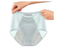 Generisch 2026 Bragas menstruales de cintura alta para mujer, ropa interior a prueba de fugas, bragas triangulares transpirables de algodón, azul claro, L