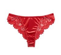 Generisch 2026 Braguitas de mujer, casual, cómodas, de un solo color, con encaje, tanga, lazada, para todas las estaciones, rojo, L