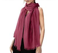 Generisch 2026 Bufanda de algodón y lino para mujer, para todo el año, bufanda de rayas de playa, Rosa intenso., talla única