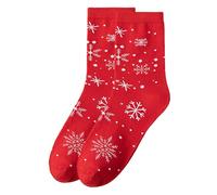 Generisch 2026 Calcetines navideños de invierno para mujer, calcetines casuales con estampado navideño para mujer, calcetines de media pantorrilla, Color rojo., talla única