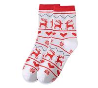 Generisch 2026 Calcetines navideños de invierno para mujer, calcetines casuales con estampado navideño para mujer, calcetines de media pantorrilla, rojo, talla única