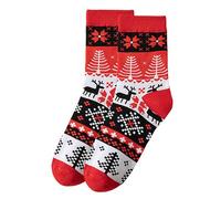 Generisch 2026 Calcetines navideños de invierno para mujer, calcetines casuales con estampado navideño para mujer, calcetines de media pantorrilla, Negro , talla única