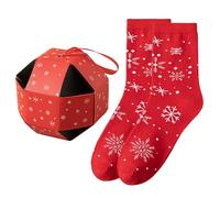 Generisch 2026 Calcetines navideños de invierno para mujer, calcetines navideños casuales estilo cartón estampado media pantorrilla calcetines mujer, Color rojo., talla única