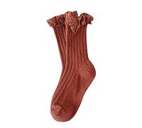 Generisch 2026 Calcetines para niños Encaje Color sólido Doble Aguja Calcetines Niños Niñas Primavera Medio Muslo Calcetines, rojo, XL Toddler