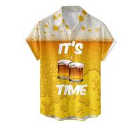 Generisch 2026 Camisa de manga corta para hombre, cómoda, transpirable, camiseta de verano, Oktoberfest, estampado, uso diario, actividades al aire libre, amarillo, 4XL