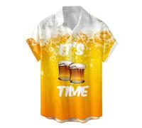 Generisch 2026 Camisa de manga corta para hombre con motivo Oktoberfest cómoda y transpirable para el día a día, actividades al aire libre en, naranja, XL