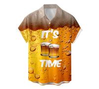Generisch 2026 Camisa de manga corta para hombre, informal, cómoda, transpirable, con motivo Oktoberfest para actividades al aire libre, naranja, M