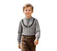 Generisch 2026 Camisa de manga larga a cuadros con botones camisa casual casual con cuello para uso diario atuendo clásico para adolescentes mezcla de algodón resistente, Negro , 7-8 años