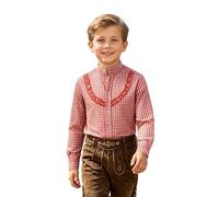 Generisch 2026 Camisa de manga larga a cuadros con botones camisa casual casual con cuello para uso diario atuendo clásico para adolescentes mezcla de algodón resistente, rojo, 7-8 años