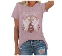 Generisch 2026 Camiseta de música country para mujer, Tennessee, camiseta gráfica, occidental, manga corta para mujer, Rosa., L