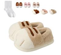 Generisch 2026 Cat Paw Slippers, lindas zapatillas 3D con patas de gato, cálidas, cozy furry animal Paw House Shoes, Color caqui claro., 40/41 EU