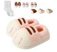 Generisch 2026 Cat Paw Slippers, lindas zapatillas 3D con patas de gato, cálidas, cozy furry animal Paw House Shoes, Rosa., 40/41 EU
