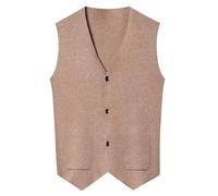 Generisch 2026-Chaleco de punto de lana de gran tamaño sin mangas para hombre, otoño/invierno 2025, caqui, 110