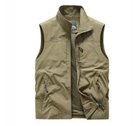 Generisch 2026 Chaleco ligero para hombre al aire libre con bolsillo, ropa de trabajo casual, chaqueta sin mangas, ajuste holgado, transpirable, cómodo, caqui, XXL