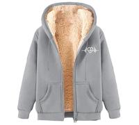 Generisch 2026 Chaqueta con capucha de forro polar pesado para invierno Abrigo forrado cálido con bolsillos frontales abiertos Abrigos al aire libre para clima frío, GY2., XL