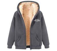 Generisch 2026 Chaqueta con capucha de forro polar pesado para invierno Abrigo forrado cálido con bolsillos frontales abiertos Abrigos al aire libre para clima frío, Gy1., 4XL