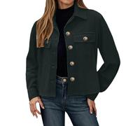 Generisch 2026 Chaqueta corta casual con cuello alto bolsillos dobles, ropa exterior engrosada estilo camisa abotonada fr invierno, gris oscuro, M