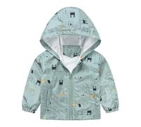 Generisch 2026 Chubasquero Niños Niñas Estampado De Dibujos Animados Casual Abrigo Ligero Con Chaqueta A Prueba De Viento Cremallera Outwear, Verde claro., 2-3 años