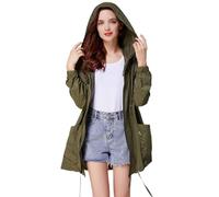 Generisch 2026 Chubasquero para mujer, corte corto, cortavientos, al aire libre, adultos, estudiantes, paseo, desplazamientos, Verde militar., Talla única