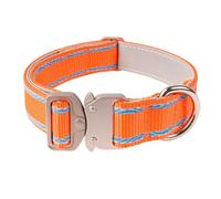 Generisch 2026 Collar reflectante para perro de nailon, reforzado, resistente, con cierre rápido de metal, ajustable para perros medianos y grandes (28-36 cm), 1 pieza (naranja, 28 x 2,5 cm)