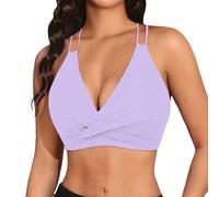 Generisch 2026 Conjunto de bikini sexy para mujer, traje de baile con tirantes y flecos, traje de rendimiento del equipo, conjunto de sujetador de bikini con tela brillante y flecos, morado, M