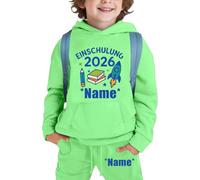 Generisch 2026 Conjunto de sudadera con estampado de memoria Parte superior única Pantalones cómodos comienzo de la escuela Sudadera con capucha Manga larga Ropa casual para, verde, 10-11 años