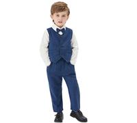 Generisch 2026 Conjunto Formal Elegante Chaleco Pajarita Manga Larga Camisa Pantalones Traje Para Niño Fiesta Boda, azul, 18-24 meses