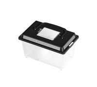 Generisch 2026 Contenedor de transporte de faunario estándar para depósitos de reptiles, cajas de alimentación con, Tank Critter para la alimentación de ranas geckos de mascotas (negro, 23 x 13 x 15,5