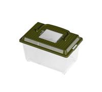 Generisch 2026 Contenedor de transporte de faunario estándar para depósitos de reptiles, cajas de alimentación con, Tank Critter para la alimentación de ranas geckos de mascotas (verde, 23 x 13 x 15,5