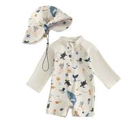Generisch 2026 Costume Neonato Mare Costume Bambino Anti UV Tutina Cappello Bambina Neonata UPF 50 Intero Vestiti Bagno 3 Anni 4 Da Maglietta 120 8 Bimba Cappellino 1 Anno 6 9 MESI Costumi Ragazza, A2