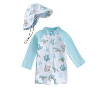 Generisch 2026 Costume Neonato Mare Costume Bambino Anti UV Tutina Cappello Bambina Neonata UPF 50 Intero Vestiti Bagno 3 Anni 4 Da Maglietta 120 8 Bimba Cappellino 1 Anno 6 9 MESI Costumi Ragazza, A4