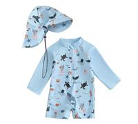 Generisch 2026 Costume Neonato Mare Costume Bambino Anti UV Tutina Cappello Bambina Neonata UPF 50 Intero Vestiti Bagno 3 Anni 4 Da Maglietta 120 8 Bimba Cappellino 1 Anno 6 9 MESI Costumi Ragazza, A2