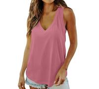 Generisch 2026 cuello en v sin mangas chaleco sólido camiseta frontera comercio exterior ropa casual mujer, Rosa., XL