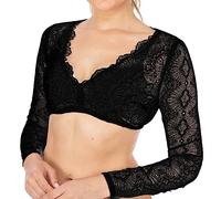 Generisch 2026 Damen 1PC Bügel Dessous Spitzenweste Damen Elegante Dirndlbluse schwarze Dirndlbluse Spitzenbluse für Oktoberfest Dessous, Negro , L