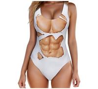 Generisch 2026 - Elegante bikini monocromático sin espalda con patrón de pelo en el pecho para mujer Baywatch Chaqueta Mujer, R, XL