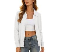 Generisch 2026 Elegante Cárdigan de Mujer con Cuello en V Clásico Mangas Largas Frente Abierto Corte Ligero para Invierno, Blanco, M