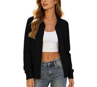 Generisch 2026 Elegante Cárdigan de Mujer con Cuello en V Clásico Mangas Largas Frente Abierto Corte Ligero para Invierno, Negro , XXL