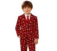 Generisch 2026 Elegante chaqueta infantil con estampado festivo de Navidad para - acogedor atuendo de fiesta para la estación fría, rojo, 11-12 años